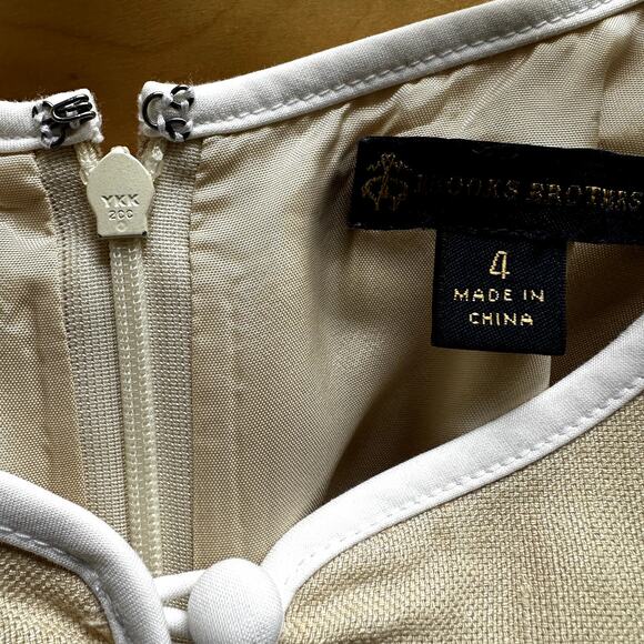 Brooks Brothers Linen Sheath Dress Keyhole Neck Lined Viscose Cream 4 - Picture 2 of 6